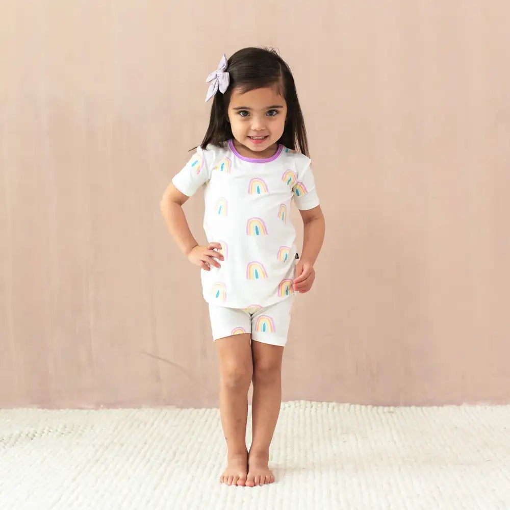 Kyte Baby Short Sleeve Pajamas - Soft Organic Cotton Sleepwear for Infants & Toddlers (Poi Rainbow Print) - Perfect for Bedtime, Lounging & Playtime
