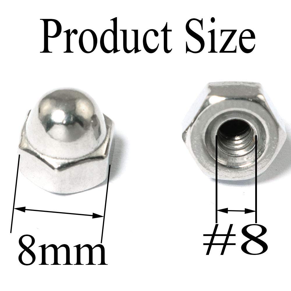 24pcs #8-32 304 Stainless Steel Hex Cap Nuts - Heavy Duty Corrosion Resistant Fasteners for Furniture, Machinery & DIY Projects