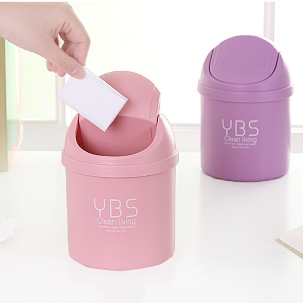 Durable Household Kitchen Trash Can with Lid - Creative Mini Desktop Garbage Bin for Kitchen, Living Room & Office - Blue | Perfect for Small Spaces & Waste Management