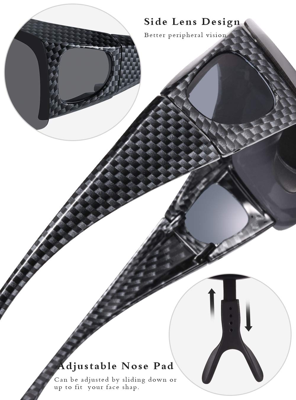 Polarized Flip-Up Over Glasses Sunglasses for Men & Women - UV Protection, Anti-Glare, Comfortable Fit for Driving, Fishing & Outdoor Activities