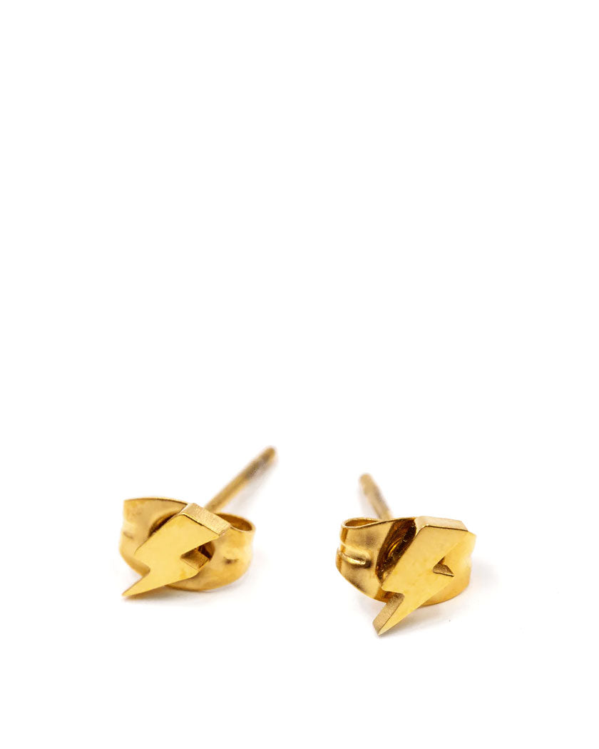 Gold Lightning Bolt Micro Stud Earrings for Women - Hypoallergenic Small Dainty Earrings for Everyday Wear - Perfect Gift for Birthday, Anniversary & Valentines Day