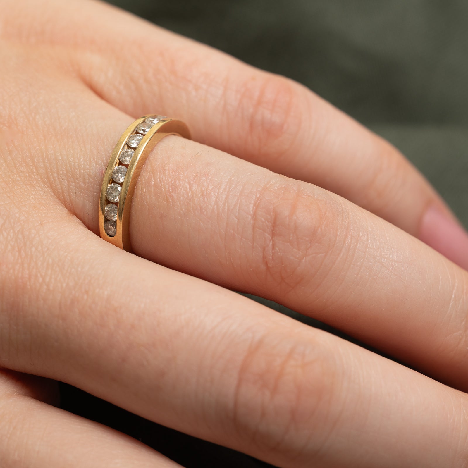 14K Channel Set Diamond Band Ring - 0.53ctw Total Weight - Size 6.75 - Elegant Wedding Band, Anniversary Gift for Her, Perfect for Bridal Jewelry & Special Occasions
