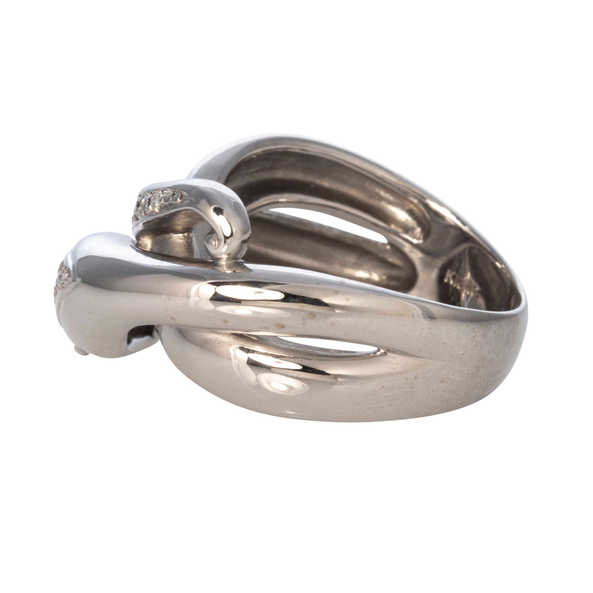 Vintage Diamond & Sapphire 18K White Gold Snake Ring - Elegant Jewelry for Women, Unique Handmade Statement Piece - Perfect for Weddings, Anniversaries & Special Occasions