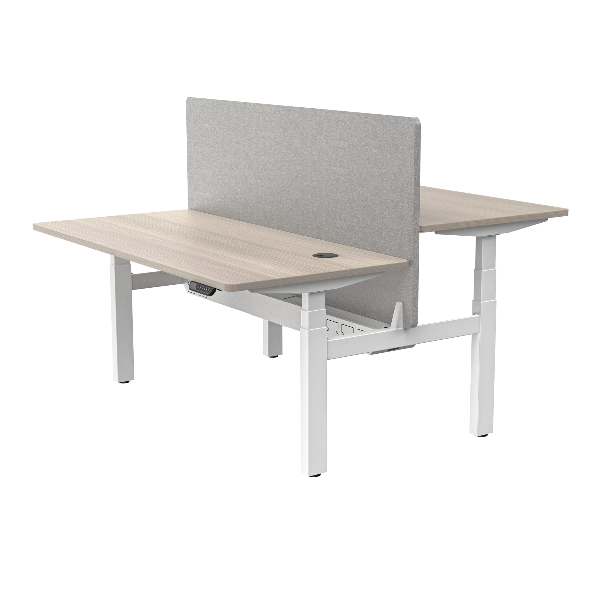 MARLO 2-Person Adjustable Height Workstation with Dual Lift Mechanism - 1.4M Oak & White Standing Desk for Home Office & Workspace - Perfect for Shared Workspaces, Small Offices & Remote Work