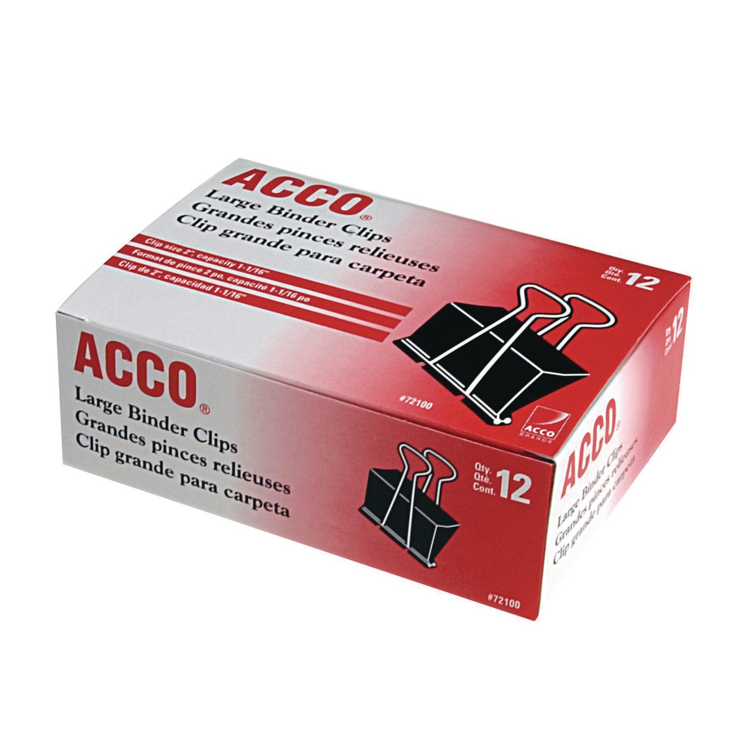 ACCO Large Black/Silver Binder Clips - 12 Pack (1 Dozen) - Heavy Duty Office Supplies for Organizing Documents, Papers & Files