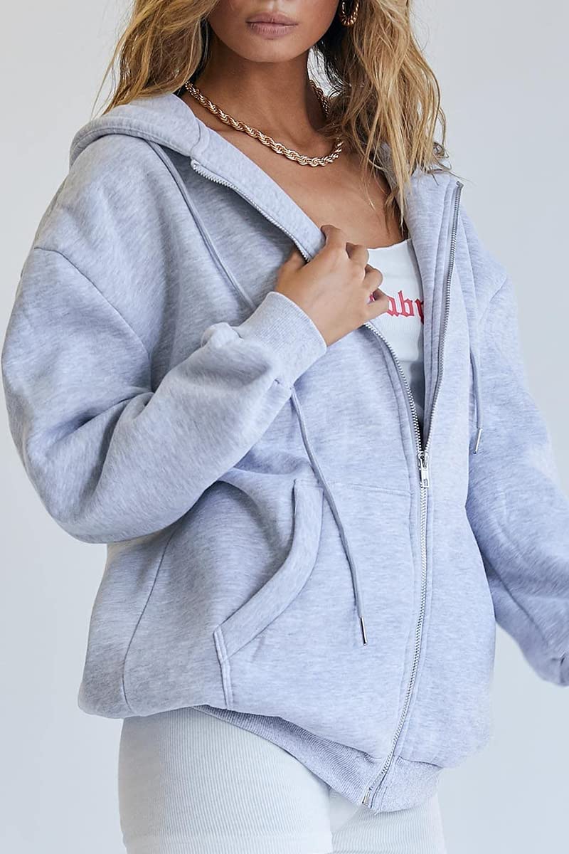AUTOMET Women's Zip Up Hoodie - Long Sleeve Oversized Fleece Sweatshirt with Pockets | Y2K Fashion Jacket for Fall 2025 | Cozy Outerwear for Casual Wear, Street Style & Loungewear
