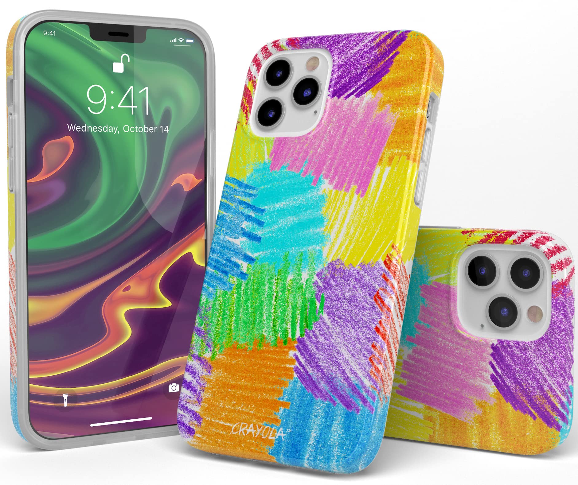 Casely iPhone 12/12 Pro Case - Ultra Slim Protective Cover with Crayola Rainbow Pencil Design | Scribble Me That Style | Perfect for School, Work & Everyday Use