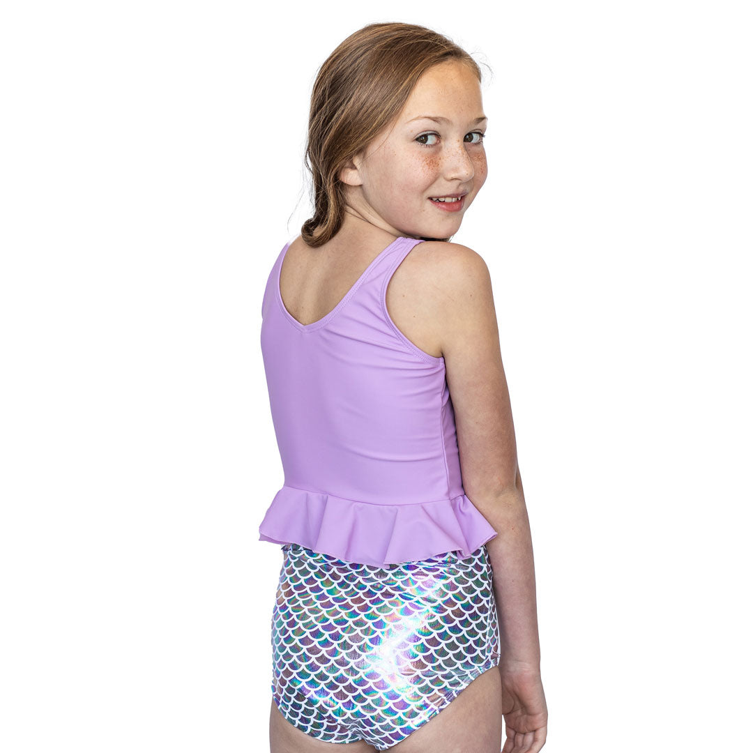 Girls V Neck Peplum Tankini Top - Stylish Swimwear for Beach, Pool & Summer Vacations