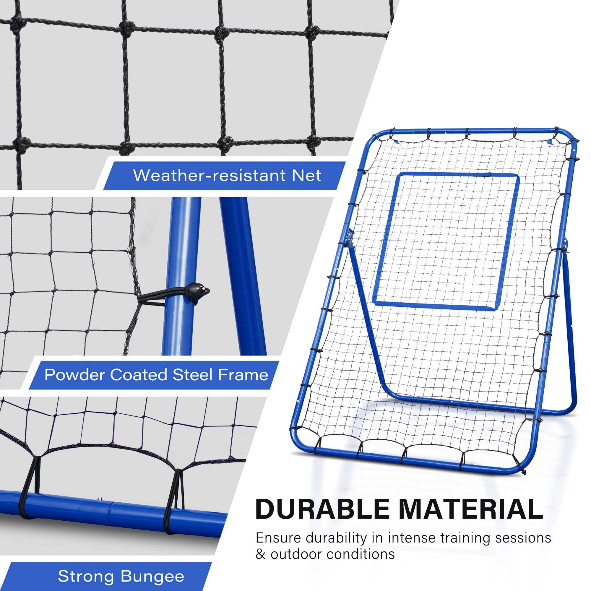 5-Angle Adjustable 6x4 ft Rebound Net for Baseball, Softball, Lacrosse & Volleyball Practice - Strike Zone Target - Perfect for Backyard Training & Team Drills