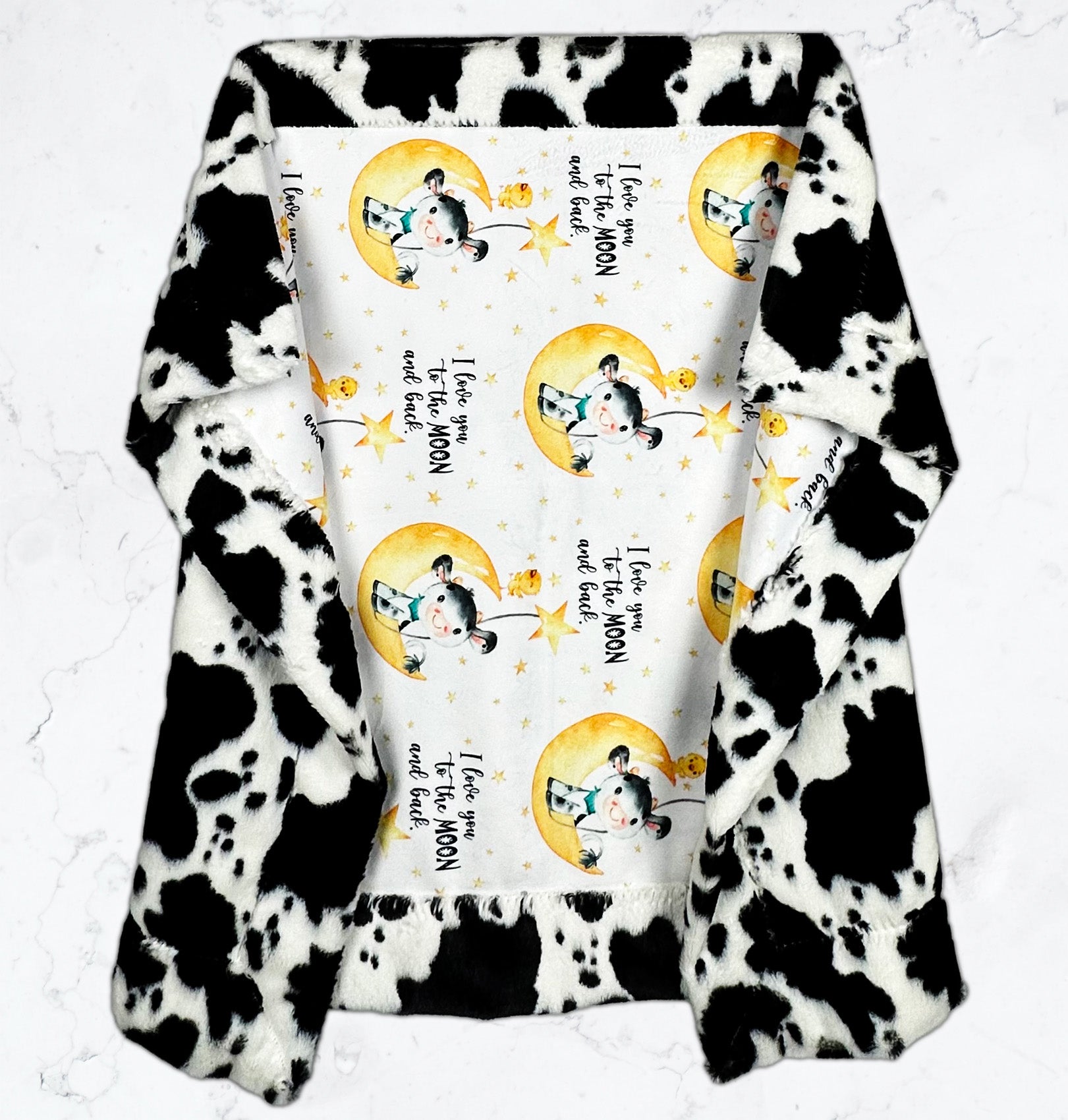 Luxe Cuddle Baby Blanket Set - 30x42 Soft Blanket with 12x20 Pillowcase - Moon and Stars Design - Perfect for Nursery, Swaddling & Photo Shoots