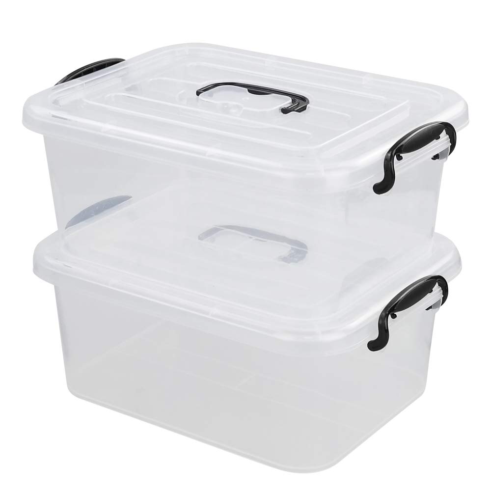 Idomy 8 Liter Plastic Storage Latch Box - Clear Stackable Food Containers with Secure Lids (2-Pack) - Perfect for Pantry Organization, Meal Prep & Home Storage Solutions