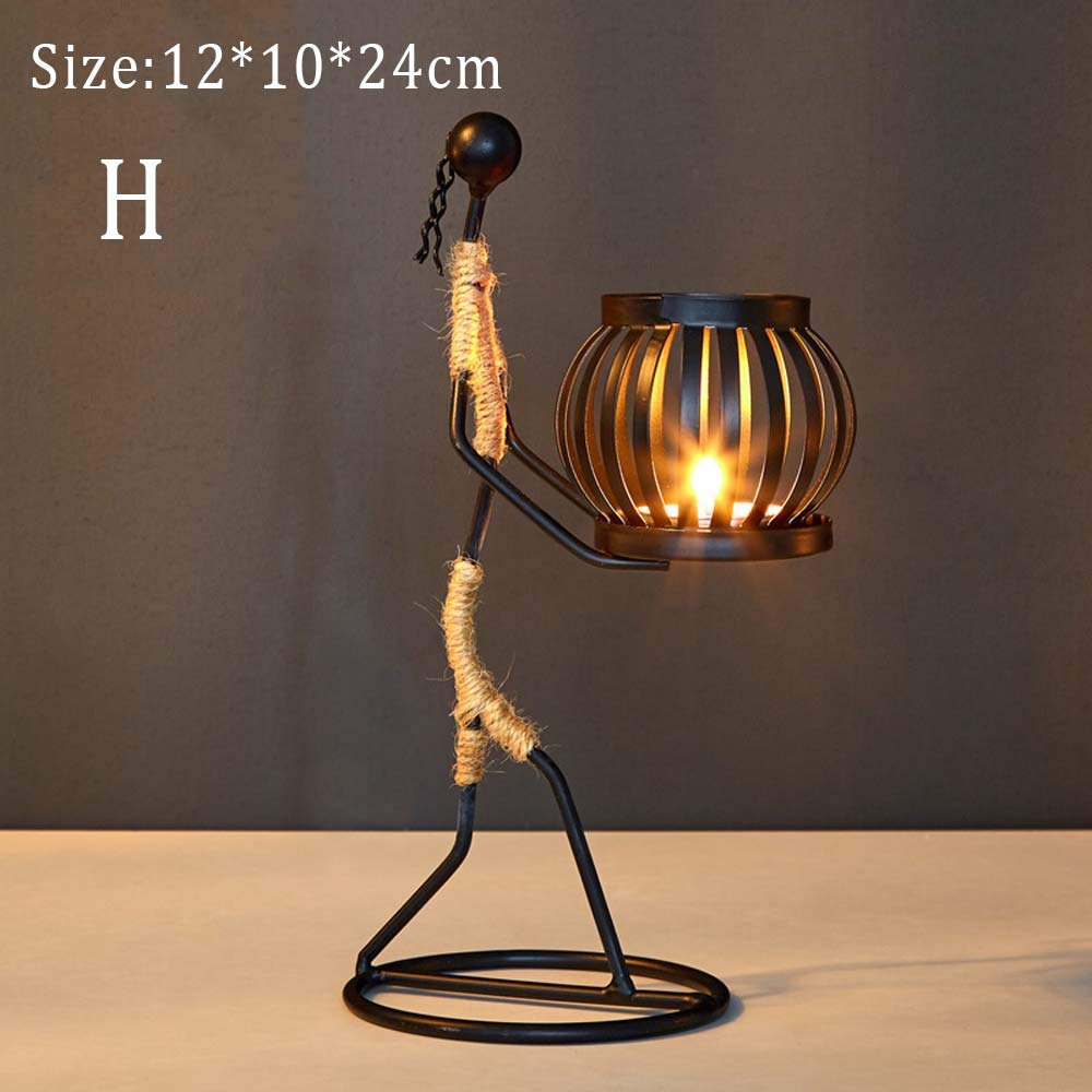 1PC Nordic Abstract Metal Candlestick Holder - Modern Candle Stand with Sculptural Character Design for Home Decor, Wedding Centerpieces & Dining Table Decorations