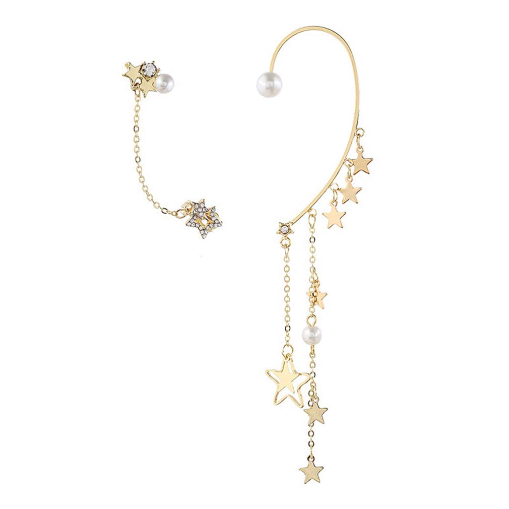 Star Tassel Long Drop Dangle Earrings with Imitation Pearl & Zircon - Shooting Star Statement Jewelry for Women & Girls - Perfect for Parties, Weddings & Everyday Wear