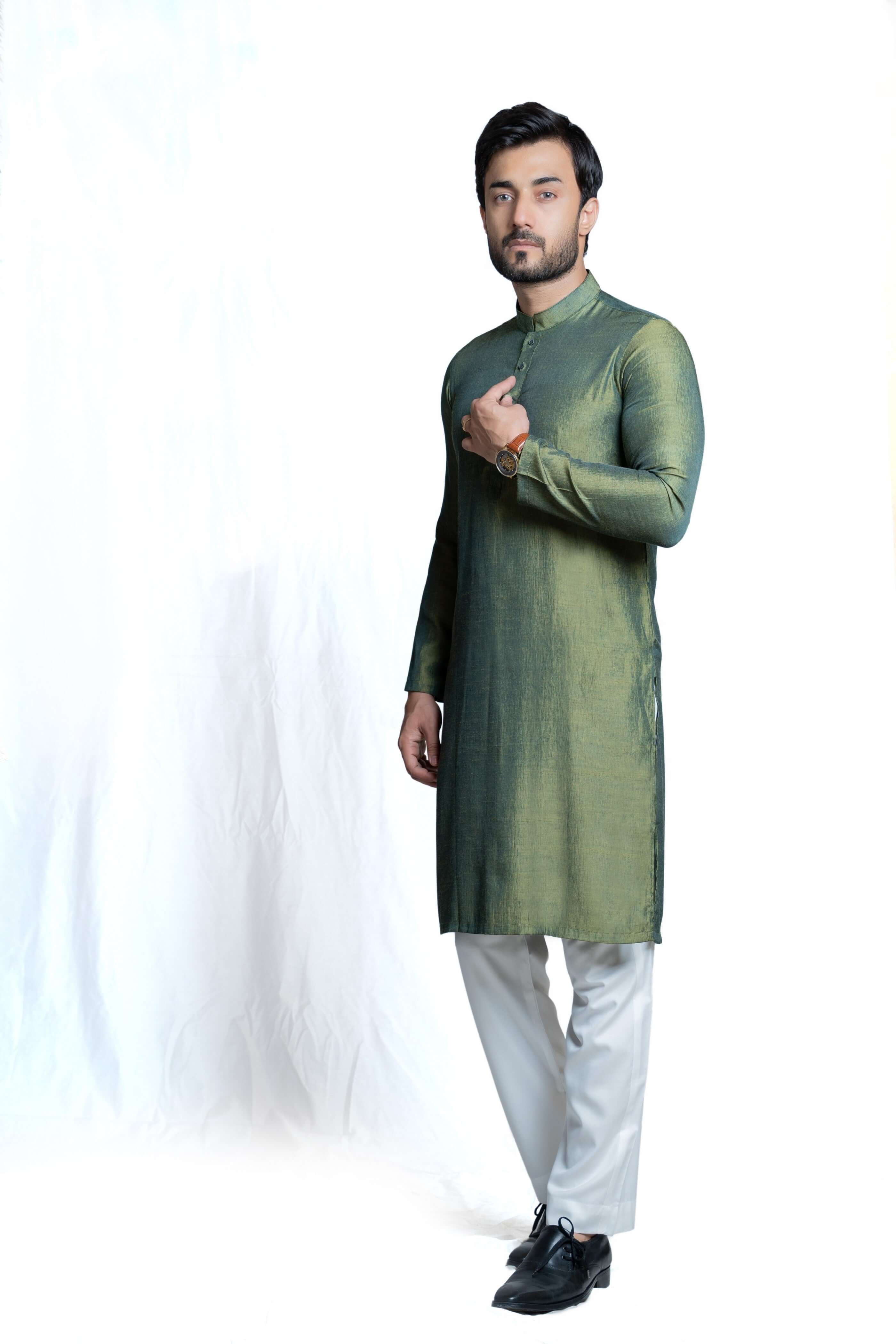 Classic Emerald Green Viscose Poly Kurta with White Pyjama Set | Comfortable Indian Ethnic Wear for Women | Perfect for Festivals, Weddings & Casual Wear