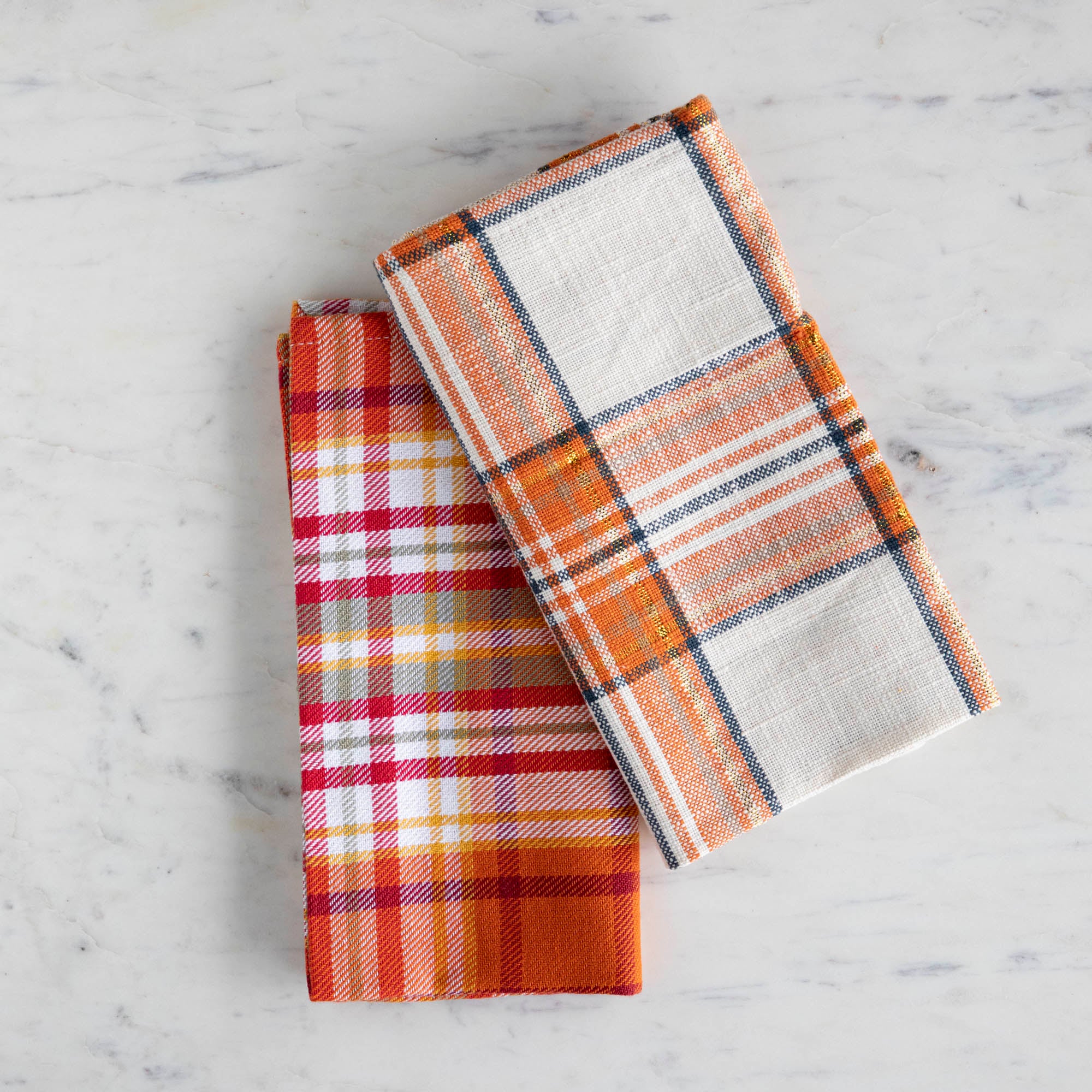 Autumn Plaid Napkins - 12 Pack Premium Cotton Table Napkins for Fall Dinner Parties, Thanksgiving, and Seasonal Home Decor