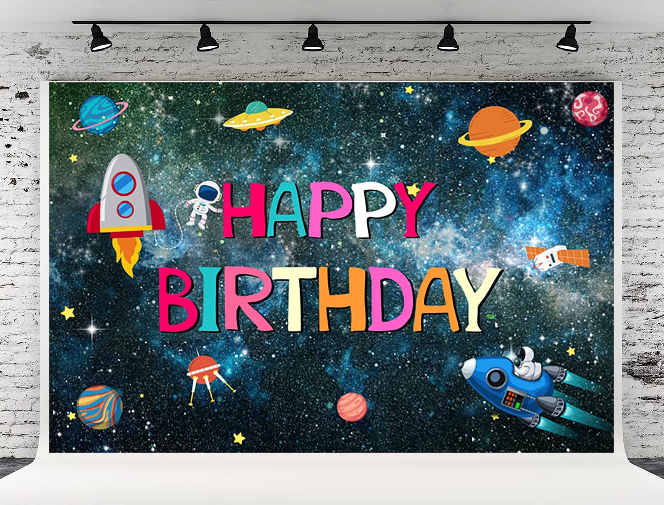 20x10ft Space Rocket Happy Birthday Backdrop for Boys - Baby Shower, Photo Booth, Party Photography Background - Perfect for Kids' Birthday Parties & Themed Events