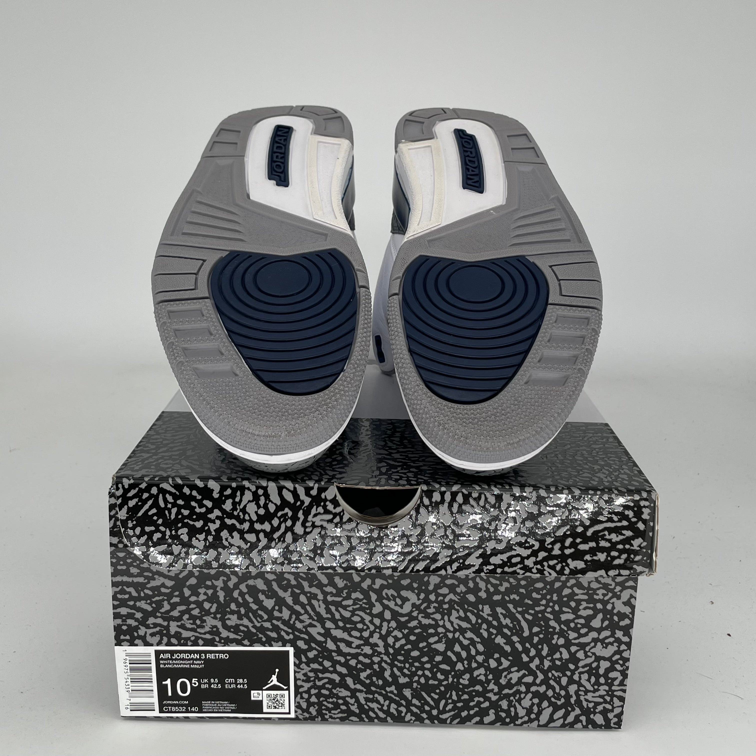 AIR JORDAN 3 MIDNIGHT NAVY Men's Basketball Shoes - Size 10.5 (CT8532-140) - Retro Style Sneakers for Casual Wear, Sports & Street Fashion