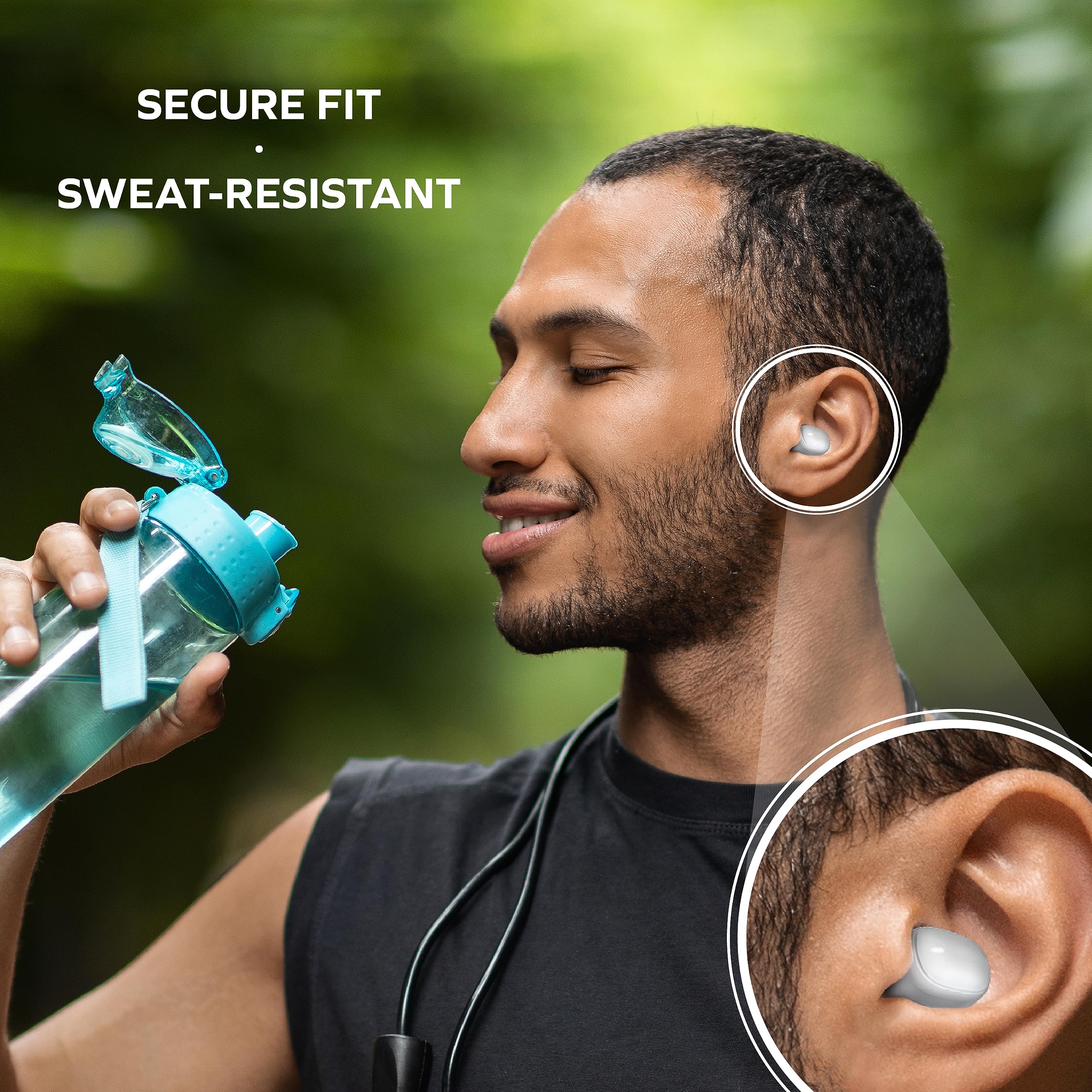 Coby Mini True Wireless Earbuds - World's Smallest Bluetooth Earbuds with 12-Hour Battery, Built-in Mic & Lightweight Design | Perfect for Running, Gym Workouts & Commuting (White)