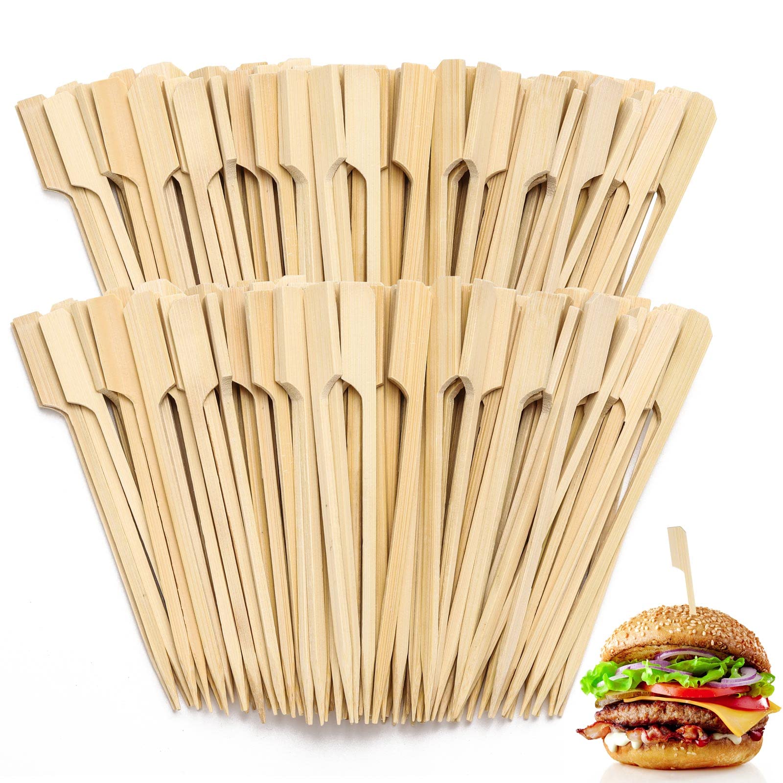 200 PCS 4.7 Inch Bamboo Skewers - Wooden Appetizer Picks for Cocktails, Fruit Kabobs, BBQ Snacks, Sandwiches & Party Food - Perfect for Grilling, Picnics & Entertaining (4.7