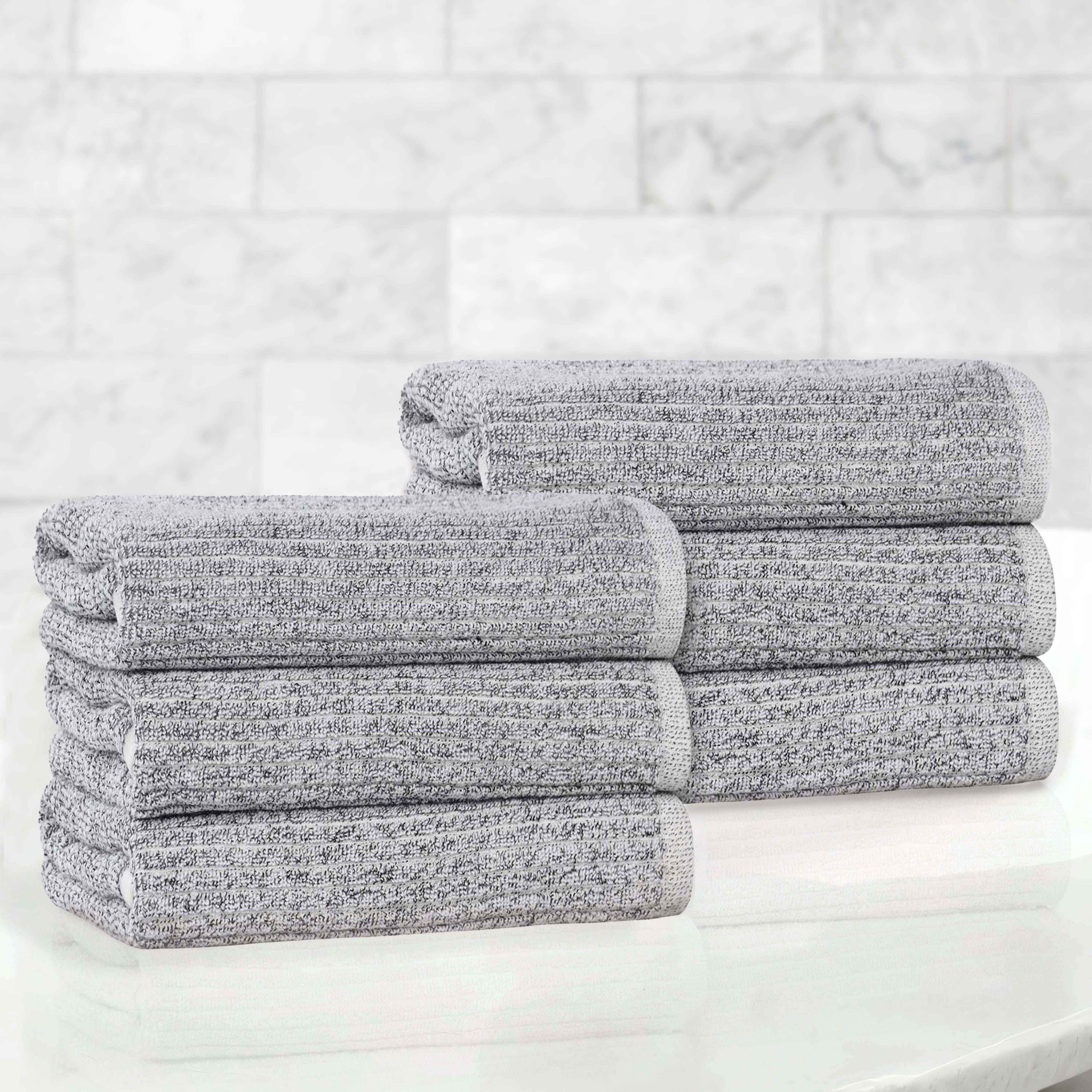 Premium Cotton Blend Ribbed Hand Towels Set of 6 - Soft & Absorbent Bath Towels for Kitchen, Bathroom & Guest Use - Luxury Hotel Quality Home Essentials