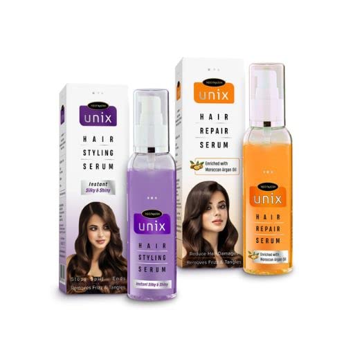 Neomatin Unix Hair Styling & Repair Serum Set (50ml x 2) - Smooth, Frizz-Free & Glossy Hair Treatment for Women & Men - Perfect for Daily Styling & Damaged Hair Care