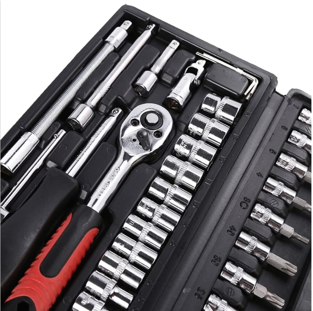 DIPDEY 46-in-1 Multi-Purpose Tool Kit with Screwdriver & Socket Set - Precision Hand Tools, Wrench Set & Combination Case - Perfect for Car Repairs, Home DIY & Professional Use