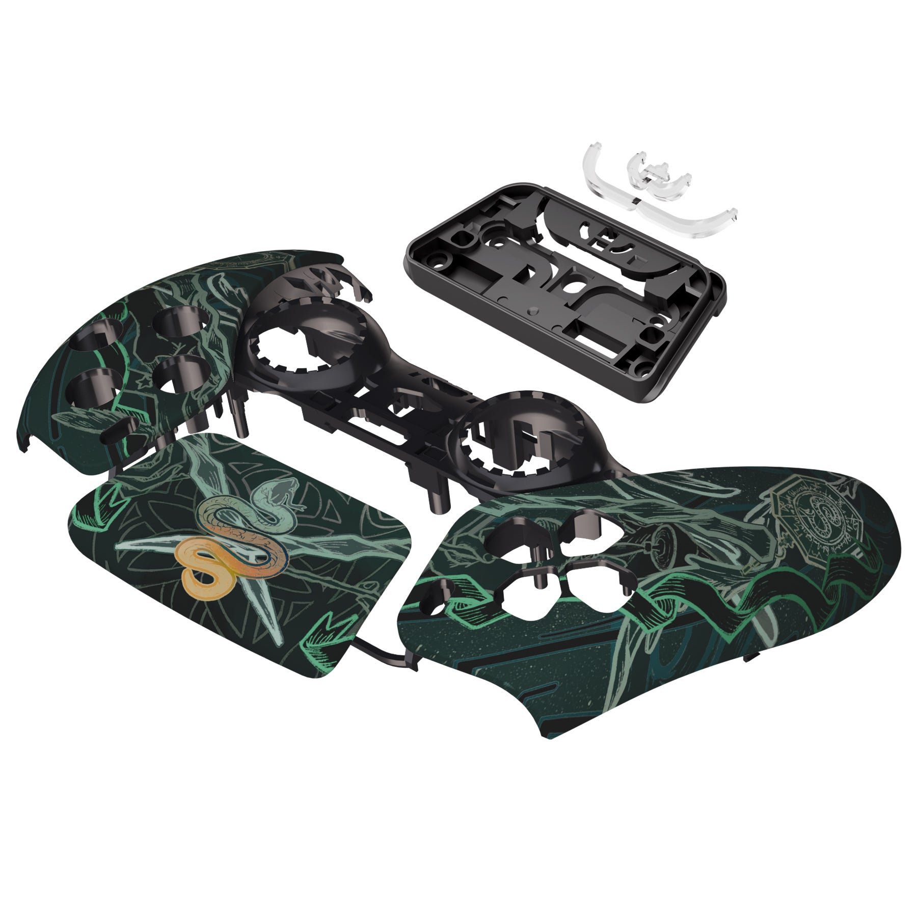 eXtremeRate PS5 Controller Front Housing Shell Replacement - Compatible with BDM 010/020/030/040/050 Models - Serpent Totem Design - DIY Customization for Gaming Enthusiasts - Perfect for Controller Repair & Personalization