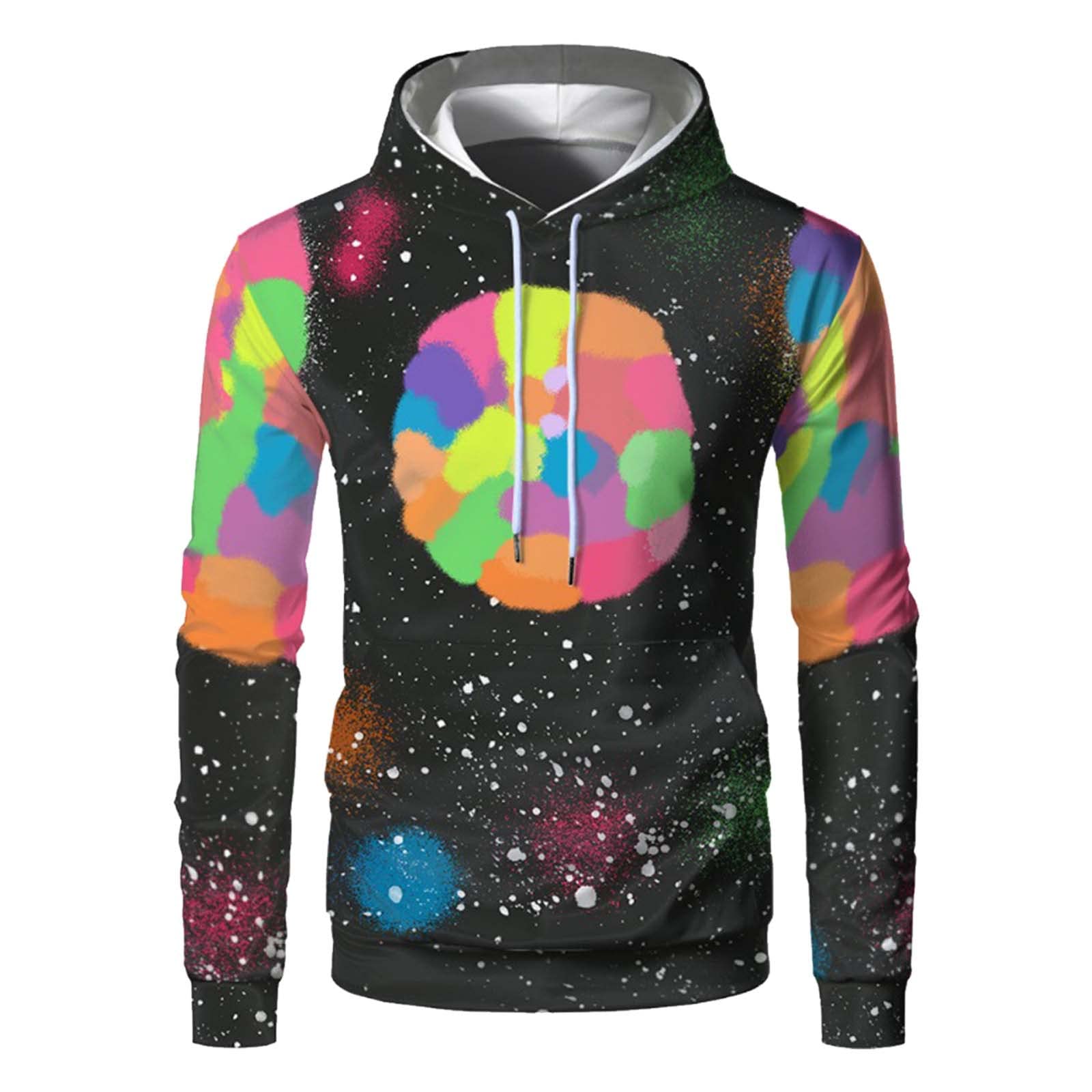 Men's Printed Hooded Sweatshirt - Long Sleeve Pullover for Casual Wear