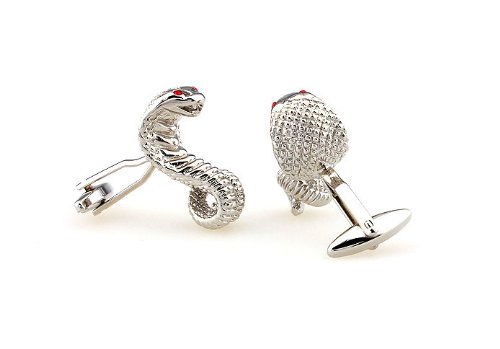 Red Eye King Cobra Snake Animal Cufflinks for Men - Unique Reptile Jewelry Gift for Formal Wear & Business Attire