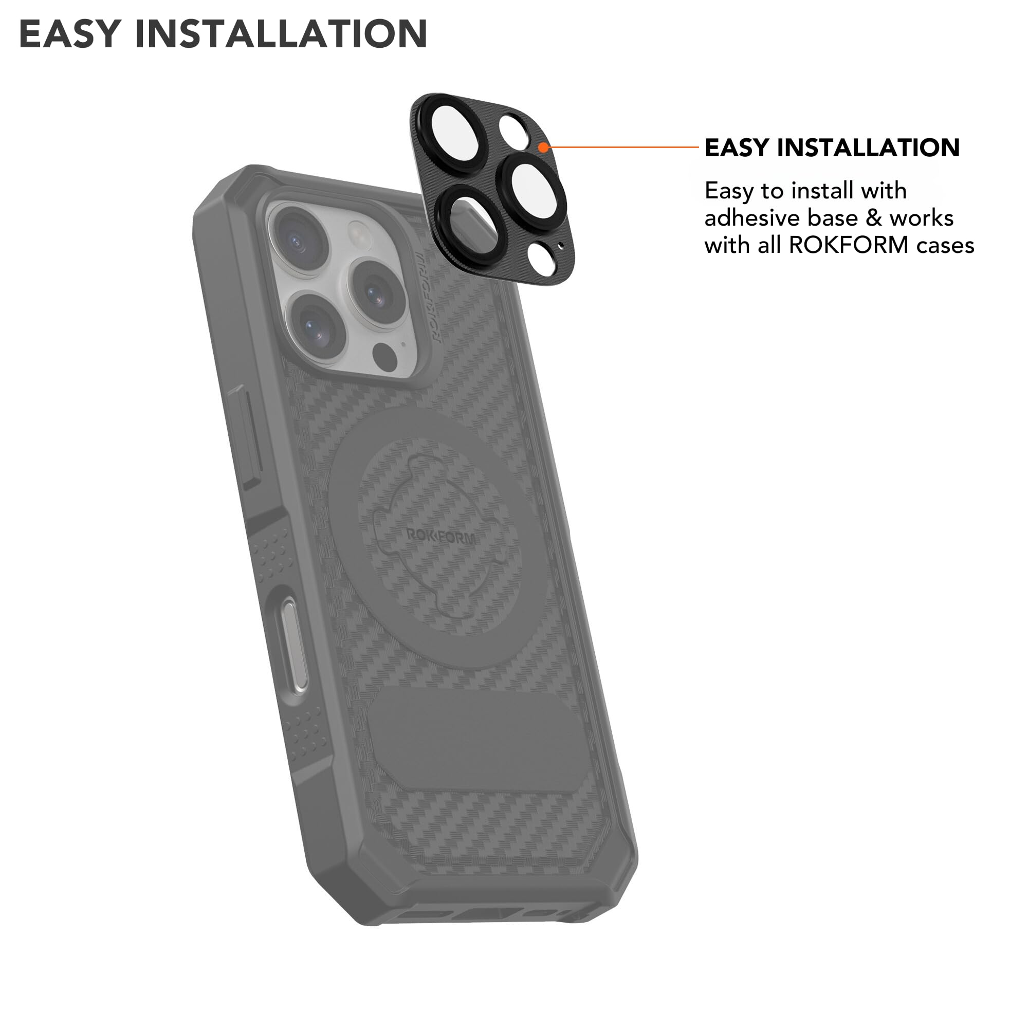 Rokform 9H Tempered Glass Camera Lens Protector for iPhone 16 Pro & Pro Max - Aluminum Frame, Case Friendly, Clear - Perfect for Outdoor Adventures, Travel & Daily Protection