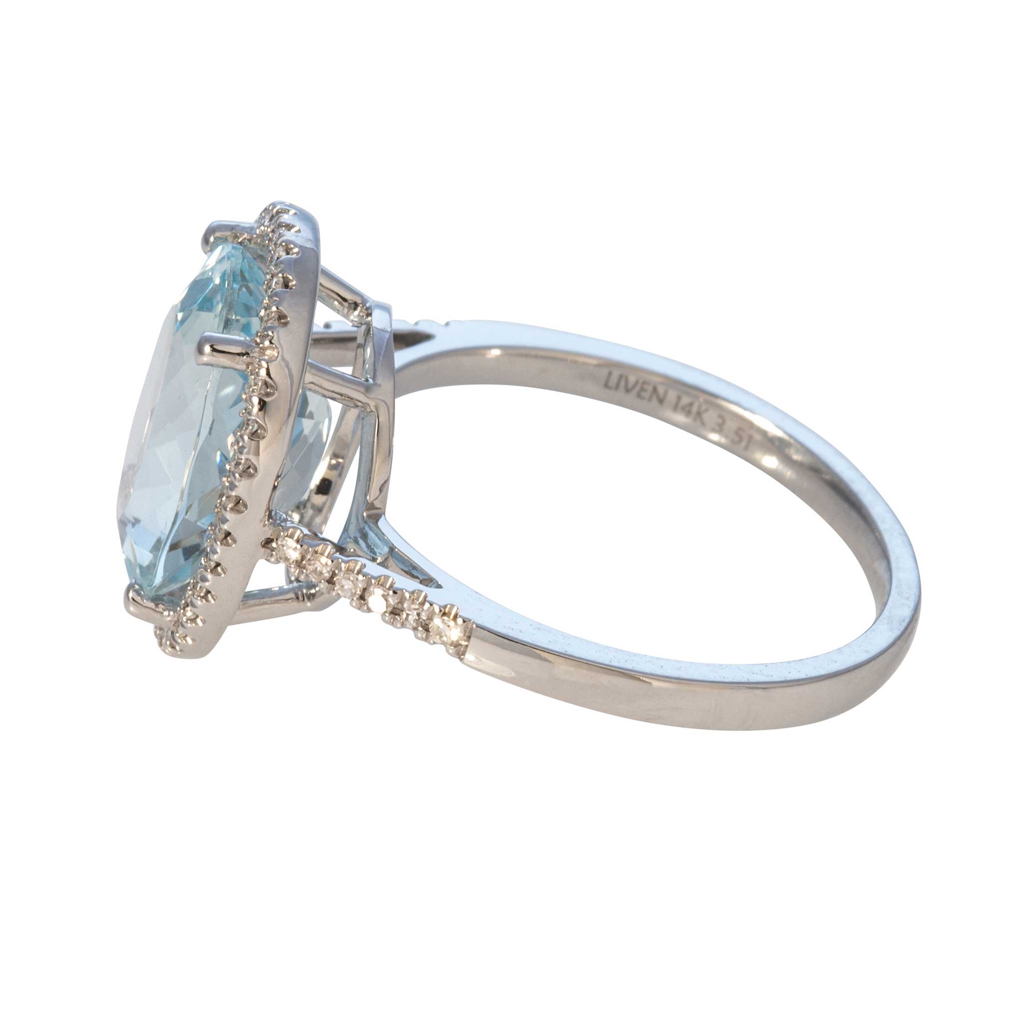 4.26ct Oval Aquamarine & Diamond Halo 14K White Gold Engagement Ring for Women - Perfect for Weddings, Anniversaries & Special Occasions