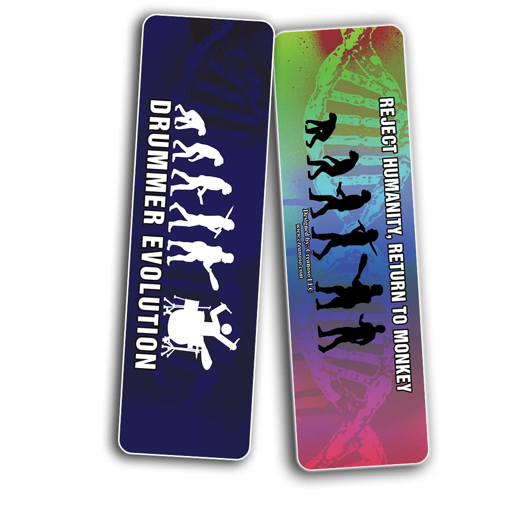 Creanoso Funny Evolution Bookmarks (2 Sets of 6 Cards) - Inspirational Daily Quote Cards - Unique Book Page Clips - Perfect Gift for Book Lovers, Adults & Teens - Great for Reading, Study Motivation & Gift Giving