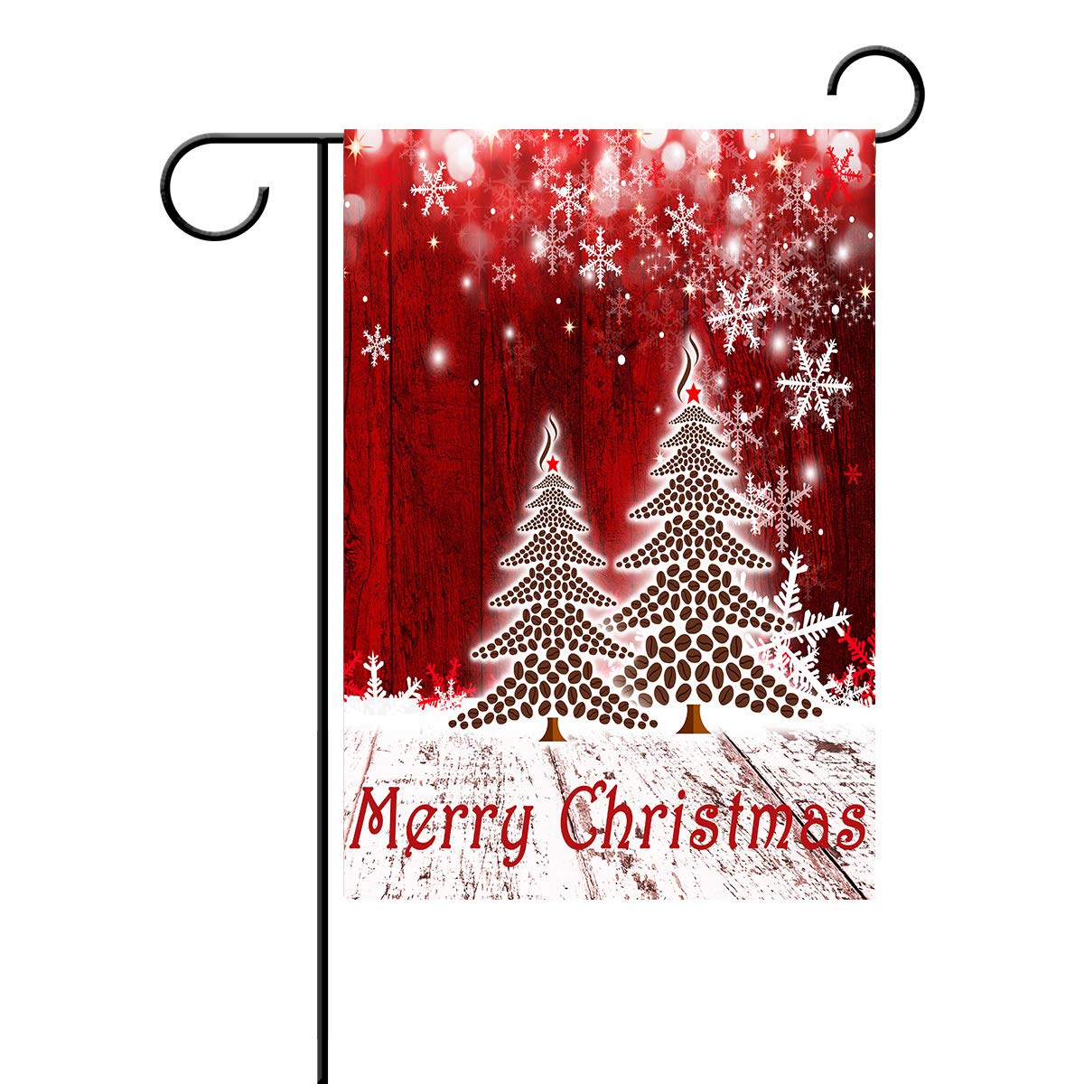 Double Sided Christmas Tree Red Garden Flag 12x18 Inch - Winter Snowflake Holiday Yard Decoration for Xmas, New Year | Rustic Outdoor Home Decor for Porch, Lawn & Seasonal Celebrations