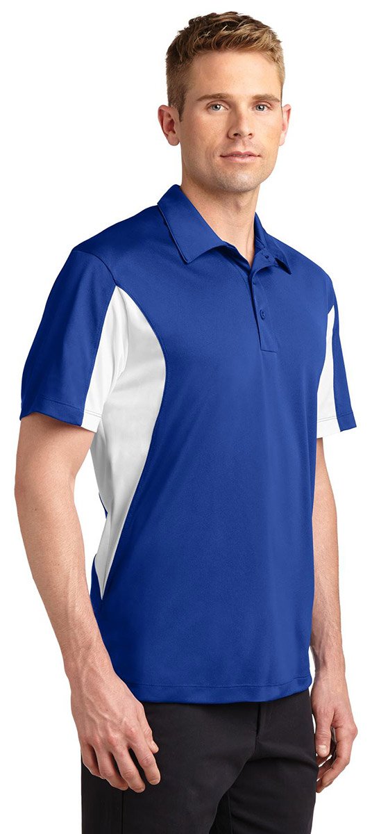 Sport Tek Men's Tall Side Blocked Micropique Sport Wick Polo Shirt - Moisture Wicking Performance Golf & Tennis Polo for Active Men