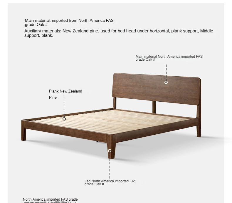 Solid Oak Wood High Back King Size Bed Frame - Sturdy & Elegant for Master Bedroom, Guest Room, or Luxury Hotel Decor