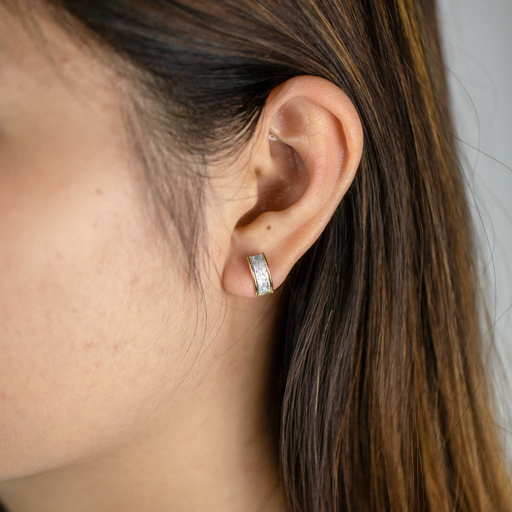 9ct Silver Filled Stardust Half Hoop Earrings for Women - Sparkling Dainty Everyday Jewelry - Perfect for Parties, Dates & Office Wear
