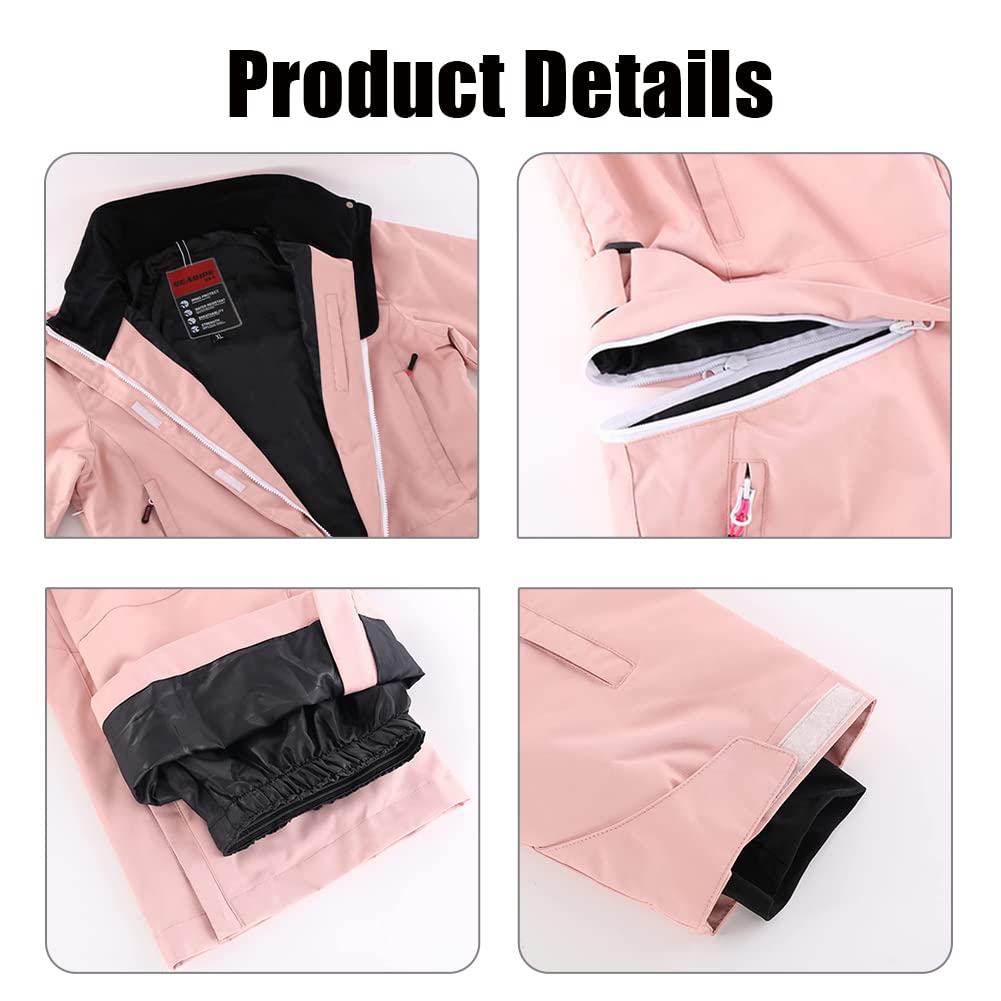 HOTIAN Women's Waterproof Ski Suit One-Piece Jumpsuit - Winter Snowboard Suit for Outdoor Snow Sports & Cold Weather Activities