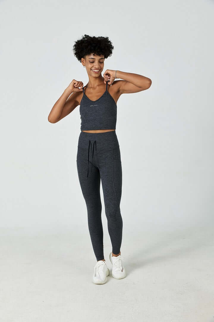 CloudFleece™ High Waist Yoga Pants with Drawstring - Soft Fleece-Lined Leggings for Women in Dark Heather Grey | Perfect for Workouts, Lounge & Cold Weather