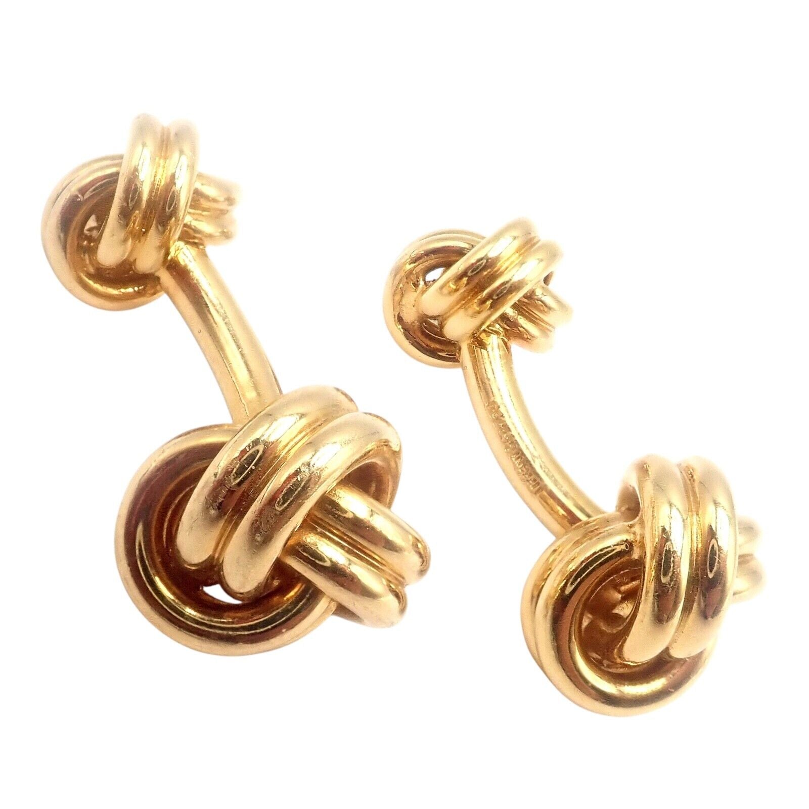 Vintage Tiffany & Co 18k Yellow Gold Classic Love Knot Cufflinks - Luxury Men's Jewelry Gift for Wedding, Anniversary & Formal Events