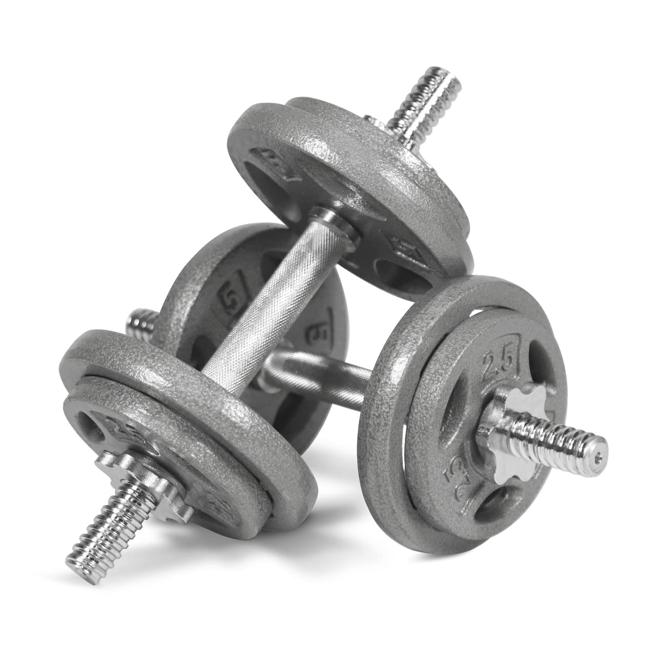 WF Athletic Supply Adjustable Dumbbell Set with 1-Inch Threaded Chrome EZ Curl & Straight Bar - Home Gym Weight Lifting Equipment for Strength Training - Perfect for Small Spaces & Full-Body Workouts