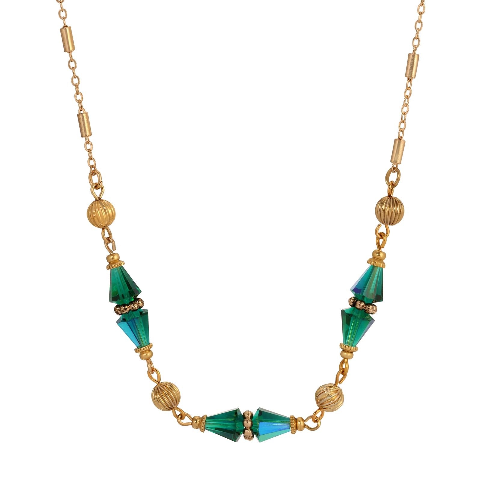 1928 Vintage Glass Teardrop Crystal Beaded Necklace - 16 Inch Elegant Dainty Jewelry for Women, Perfect for Weddings, Parties & Special Occasions