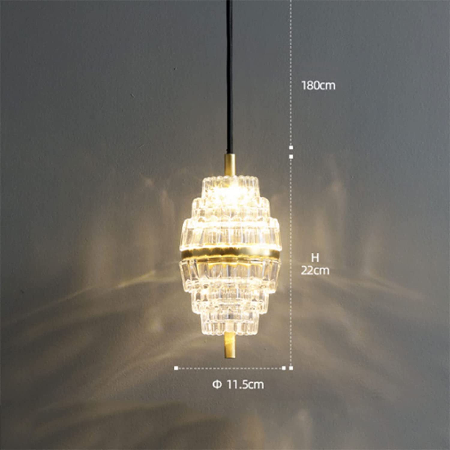 Nordic Style LED Crystal Pendant Light - Single Head Ceiling Hanging Chandelier for Living Room, Bedroom & Restaurant Decor | Dimmable Modern Lighting Fixture with Long Lifespan | Perfect for Home, Cafe and Commercial Spaces