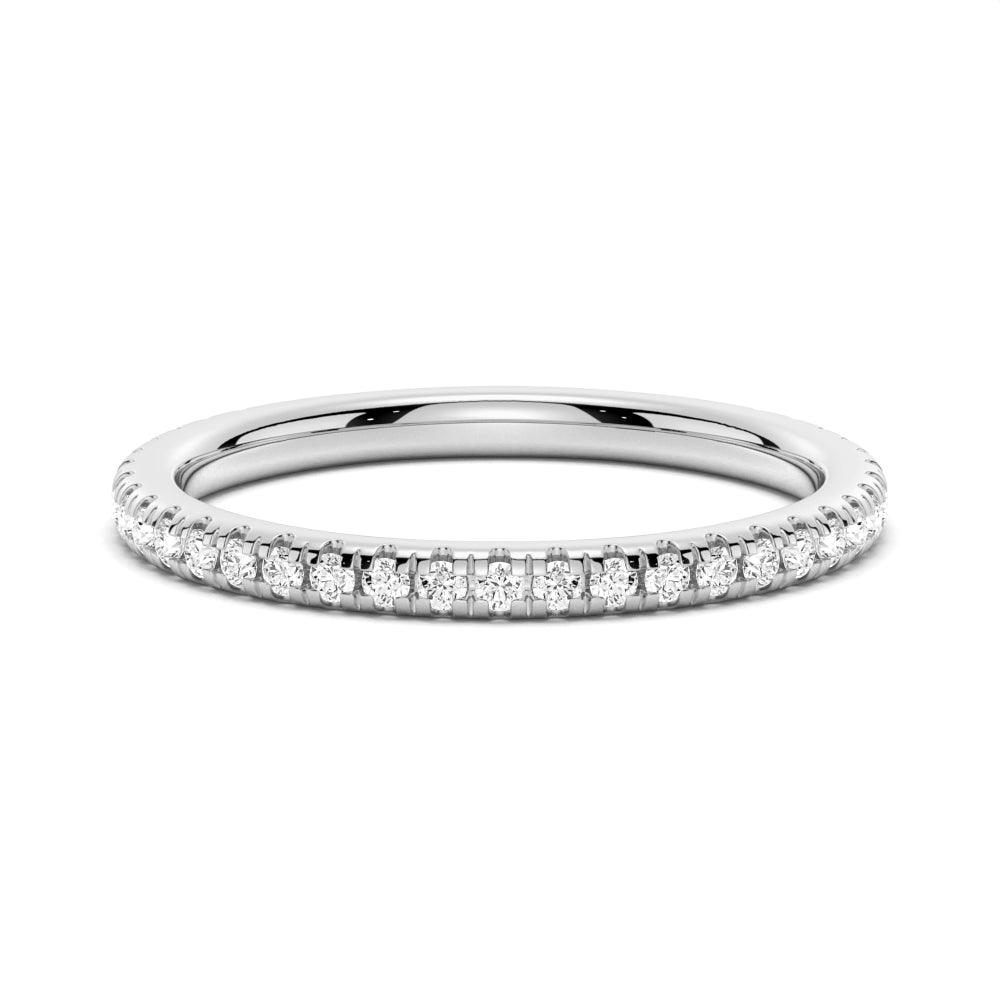 Petite Pavé Round Moissanite Half Eternity Wedding Band Ring for Women - Perfect for Engagement, Anniversary & Bridal Jewelry Gifts