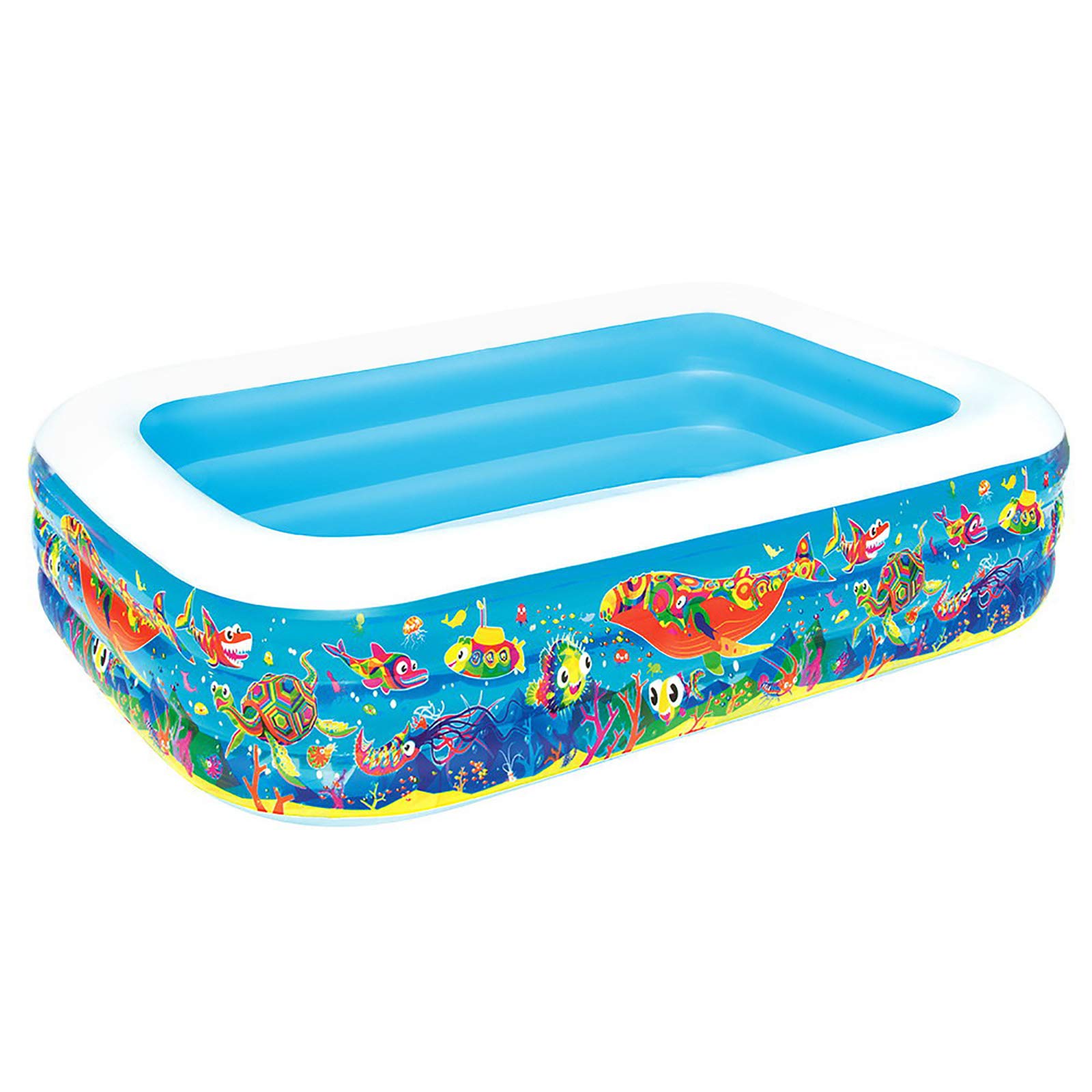 Bestway 54120-17 BW54120 Happy Flora Inflatable Family Pool - 702L Water Capacity Rectangular Swimming Pool for Backyard, Garden & Outdoor Fun