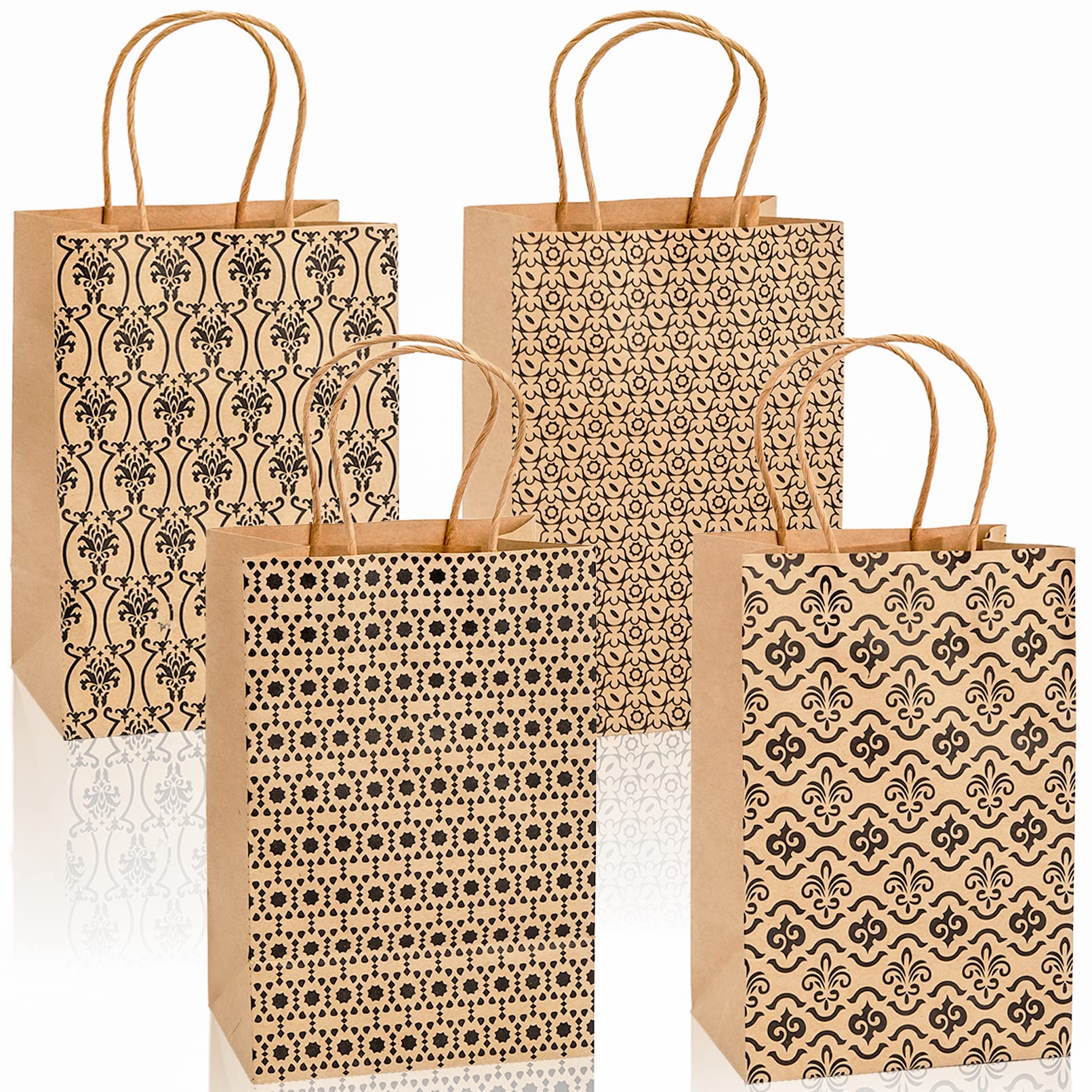 Elsjoy 100 Pack 5x8 Inch Small Kraft Paper Bags with Handles - Eco-Friendly Brown Gift Bags for Wedding Favors, Party Supplies, Birthday Goodie Bags - Vintage Style Favor Bags for Candy, Cookies, Small Gifts & Party Decorations
