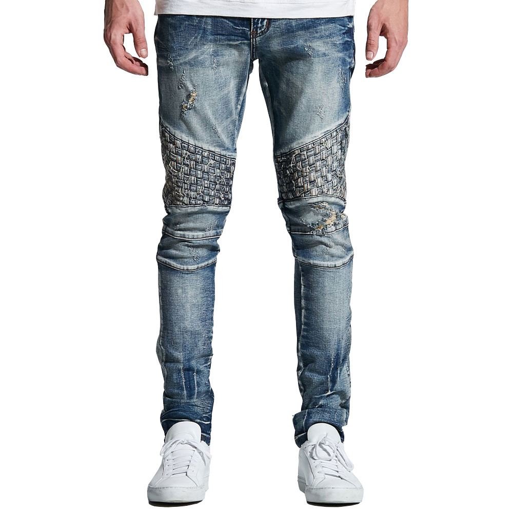 Stylish Embellished Turkish Biker Denim Jeans for Women - Classic Blue Wash | Perfect for Motorcycle Riding & Casual Streetwear