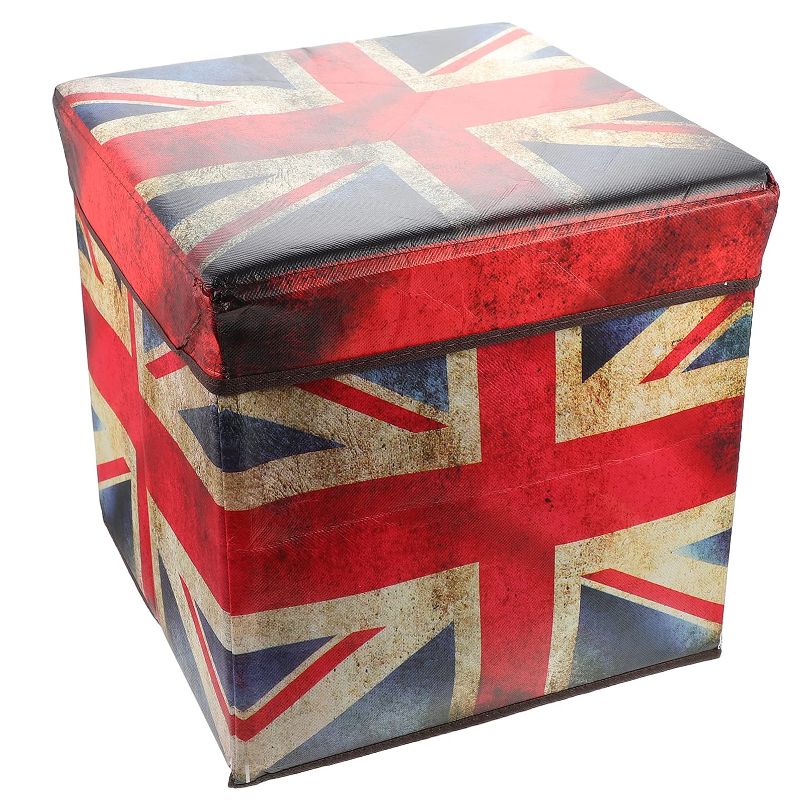 Cabilock Storage Ottoman - Foldable Footrest Stool with British Flag Design, Multi-Purpose Seat & Storage Box for Living Room, Bedroom, or Office