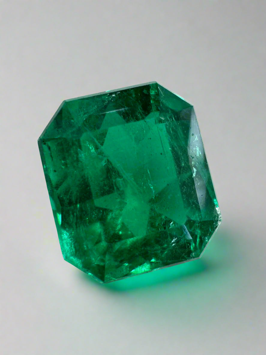 2.78 Carat 9x8 Vivid Green Chunky Emerald Cut Loose Colombian Emerald Gemstone for Jewelry Making, Engagement Rings & Luxury Gifts | Natural Green Emerald Stone for Necklaces, Earrings & Custom Designs