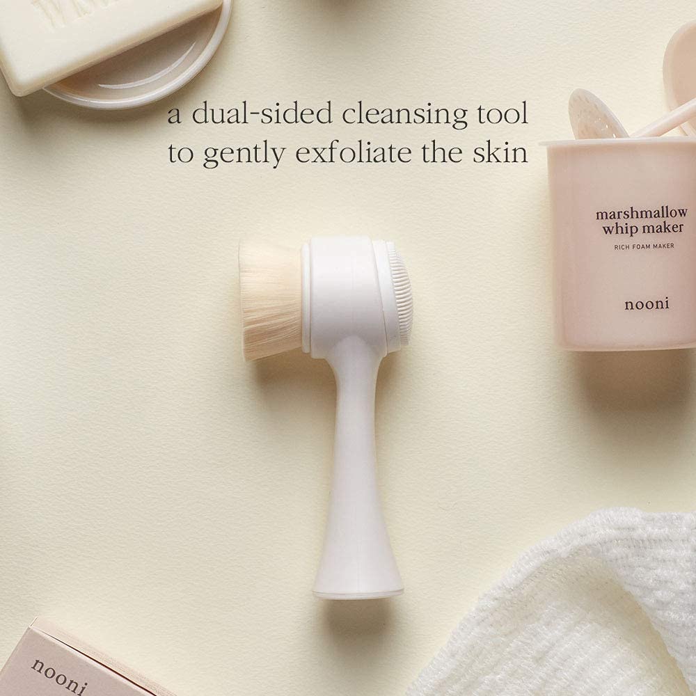 Nooni Pore Cleansing Tool - Dual Brush Facial Massager & Exfoliator with Soft Bristles & Silicone | Deep Cleansing for Blackheads & Acne | Perfect for Daily Skincare & Spa Treatments