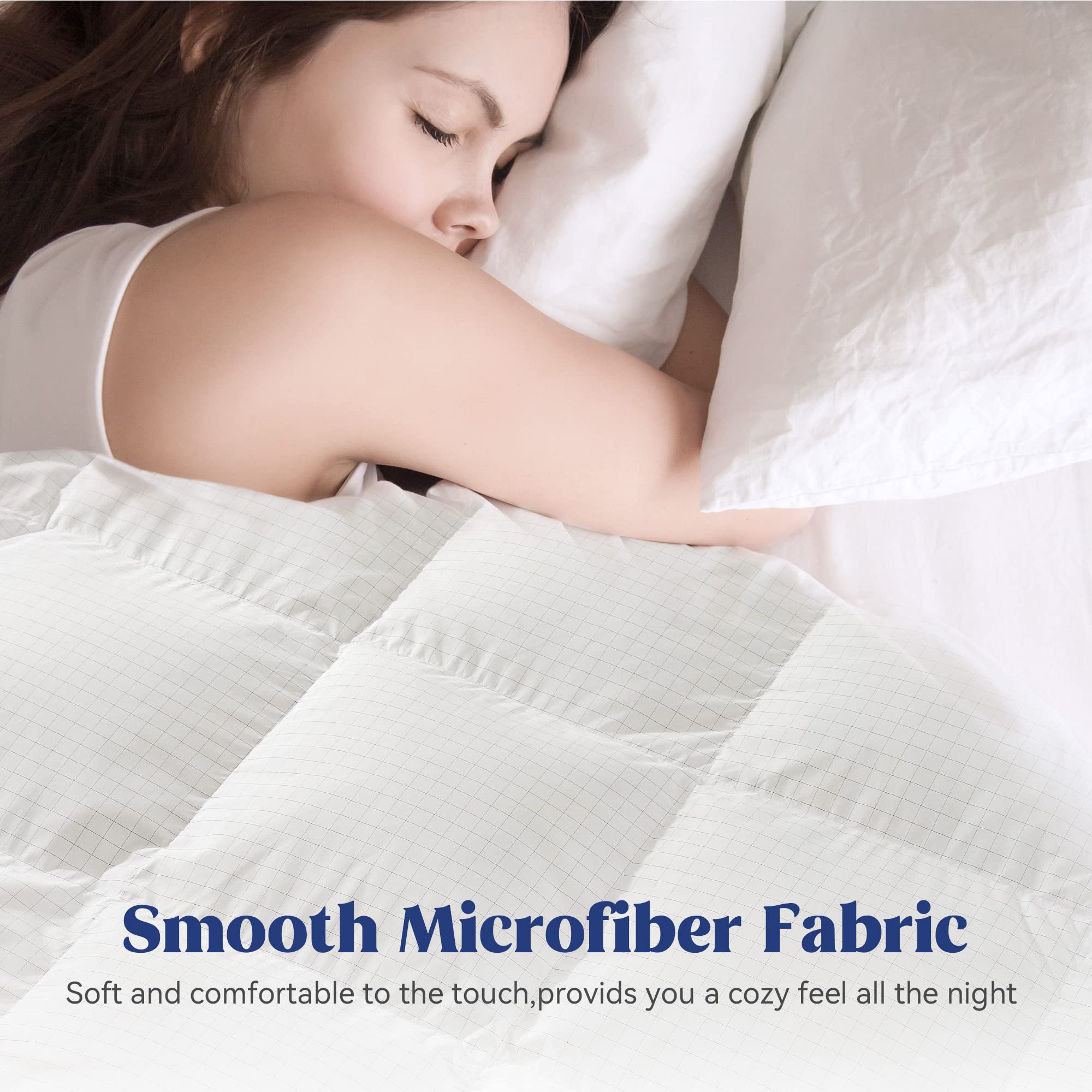 Puredown White Grid Feather Comforter King Size - All Season Medium Warmth Duvet Insert with Corner Tabs - 104x88 Inches - Perfect for Master Bedroom, Guest Room & Cozy Winter Nights (White Grid, King)